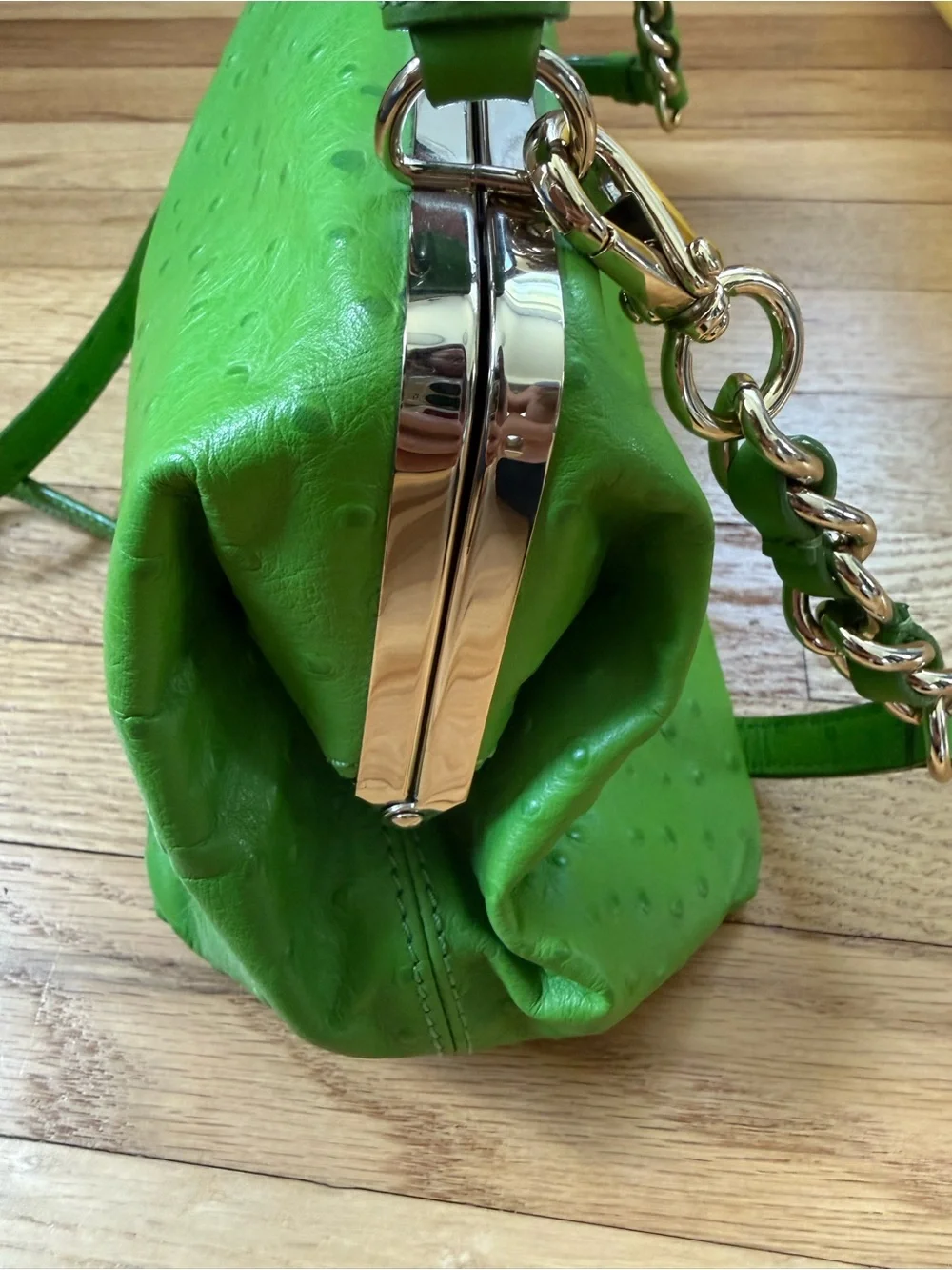 Kate Spade Victoria Falls Madeline Ostrich Crossbody Shoulder Bag, lime green